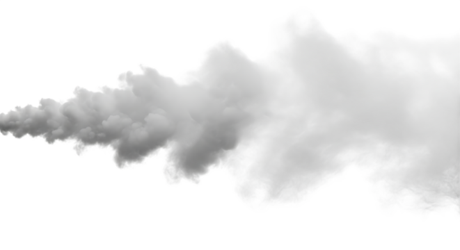 Dense smoke plume isolated on transparent background, a billowing cloud of mystery and intrigue, creating a dramatic and atmospheric effect