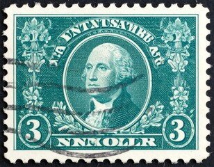 Obraz premium Vintage postage stamp featuring George Washington