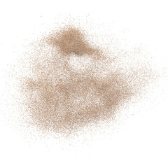 3D rendering of scattered sand granules or fine dirt on transparent background