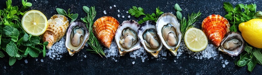 Fresh Oysters with Lemon and Herbs on Saltbed