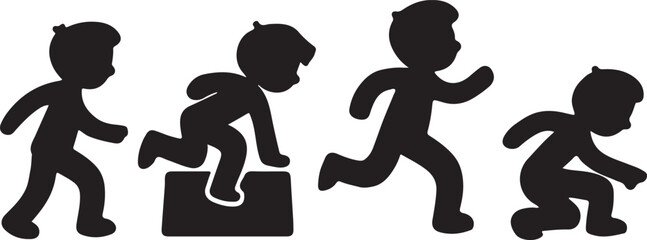 Parkour Silhouette Vector Set — Jumping, Vaulting, Free Running, Minimalist Flat Design