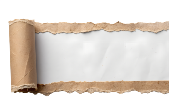 Torn brown paper with a transparent background isolated on transparent background