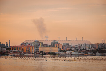 Industrial skyline view from Taranto waterfront