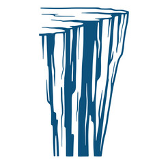Abstract illustration of a cliff face with vertical lines in a flat design style