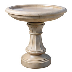 A classic stone bird bath with a pedestal base, isolated on transparent background