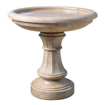 A classic stone bird bath with a pedestal base, isolated on transparent background
