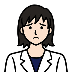 白衣の若い女性 医師 科学者 研究者 困惑アイコン