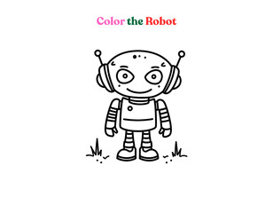 Cartoon robot illustration for kids’ coloring book