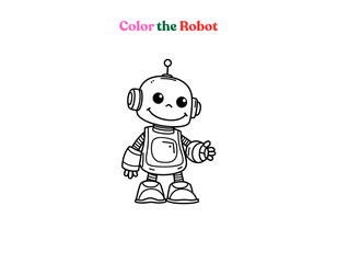 Cartoon robot illustration for kids’ coloring book