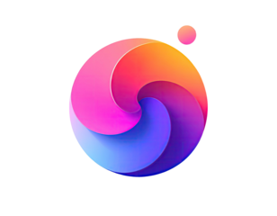 Circular logo with vibrant swirling colors