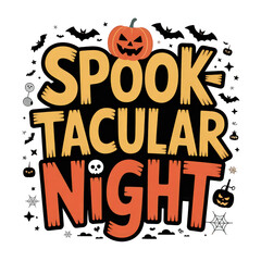 Spooktacular night halloween themed illustration on transparent background