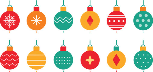 Collection of christmas design ornaments. Christmas balls vector design collection