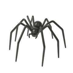 Creepy black spider crawling on transparent background