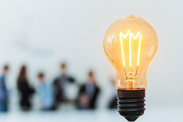 Inspiring business meeting with lightbulb idea concept modern office photography professional environment close-up