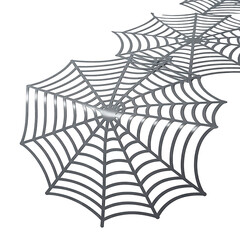 Silver spiderwebs on a black halloween backdrop on transparent background