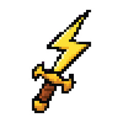 Obraz premium A Lightning Pixel Art Magic Sword