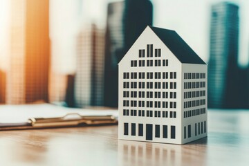 Real estate investment model urban cityscape photography business environment close-up view property concept