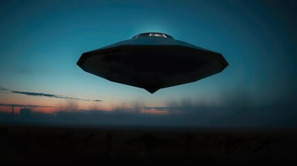 futuristic UFO hovering silently