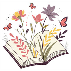 Book with flowers book day icon
