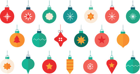 Christmas hanging ornaments vector illustration bundle on transparent background