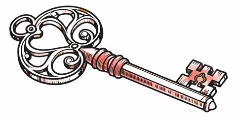 Vintage filigree medieval key concept
