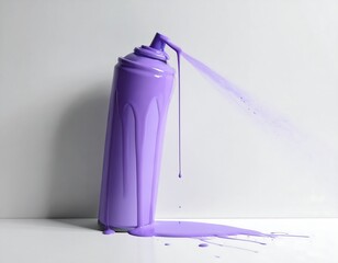 Purple spray paint can spilling