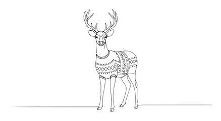 decorative deer line art vector illustration