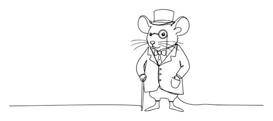 mouse in a suit with cane