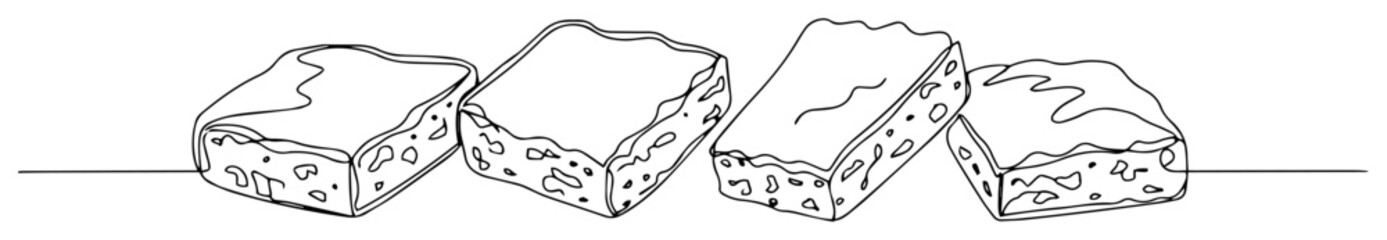 three brownies with different toppings monoline vector art