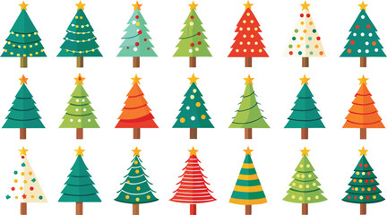 Bundle of Christmas Tree. Christmas tree vector isolated on transparent background