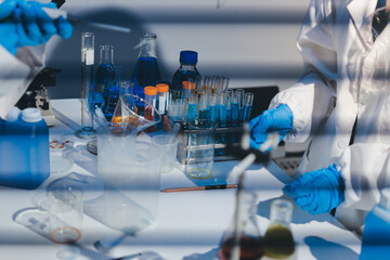 Researchers working in the clinical laboratory