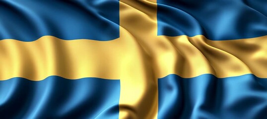 Sweden flag background. Country independence day concept. Generative video AI technology.