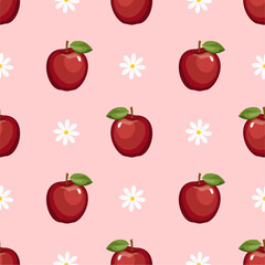Cartoon red apple seamless pattern