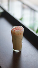 cup of milk tea on the table