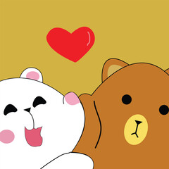 Cute couple Bear character art illustration