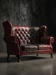 Futuristic sofa as part of the interior of an apartment. Neural network AI generated art