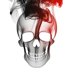 Skull with smoke effect art on transparent background