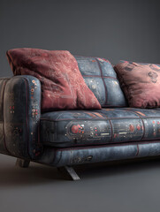 Futuristic sofa as part of the interior of an apartment. Neural network AI generated art