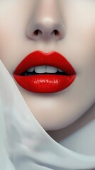 Obraz premium Minimalist abstract photography of a high fashion woman with bright accent red lips.