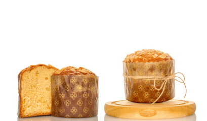 Traditional Easter cake isolated on white background, close-up.