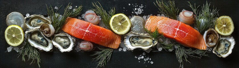 Fresh Seafood Platter with Salmon and Oysters