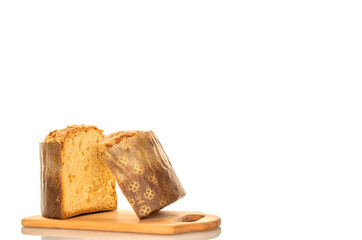 Traditional Easter cake isolated on white background, close-up.