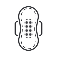 Isolated pictogram icon of pantyliner, feminine hygiene product illustration, used for sanitary packaging, health instruction, and medical information signs.