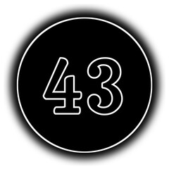 black and white round  icon number 43
