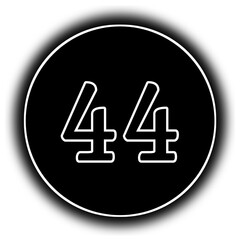 black and white round  icon number 44