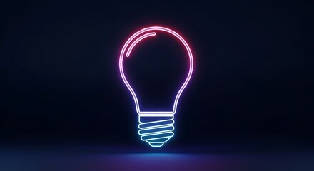Illuminating concept with neon lightbulb emitting radiant innovation
