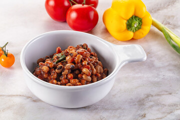 Black eye beans wutg tomato sauce