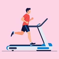 Fototapeta premium Flat design illustration of a person running on a treadmill