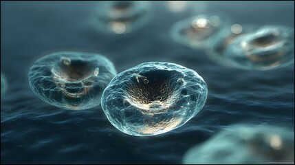 Amoeba rendered in realistic 3D simulation close detail
