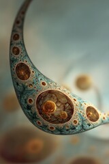 Artistic amoeba rendered in surreal dreamlike environment